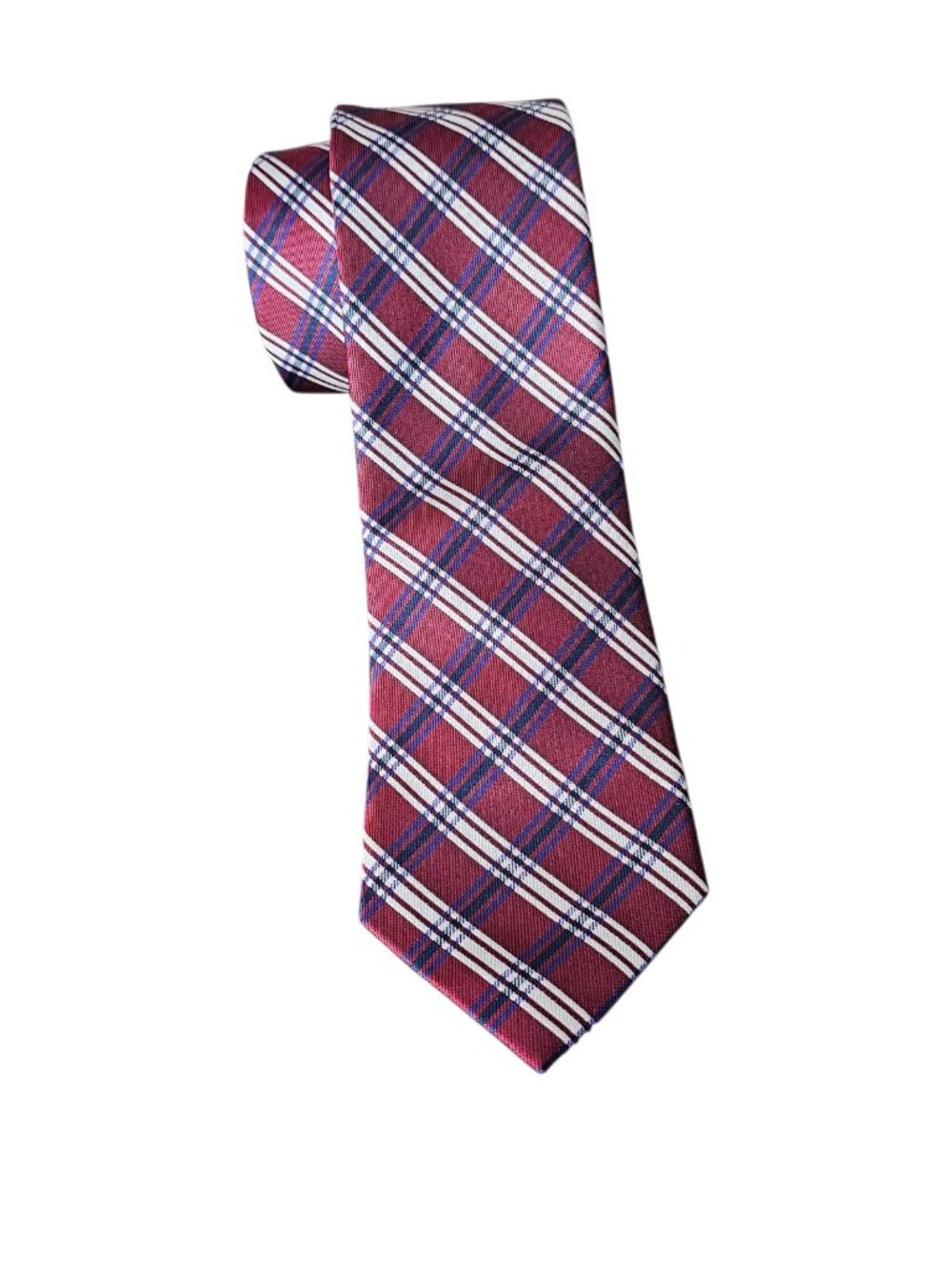 Bristol & Bull Men's 100% Silk Tie Tartan Plaid Long Suit Necktie Burgundy Wine